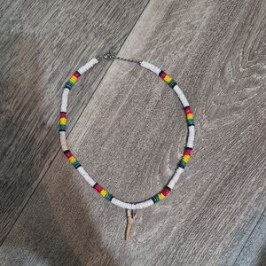 Colorful‎ Beaded Necklace with Tooth Pendent
